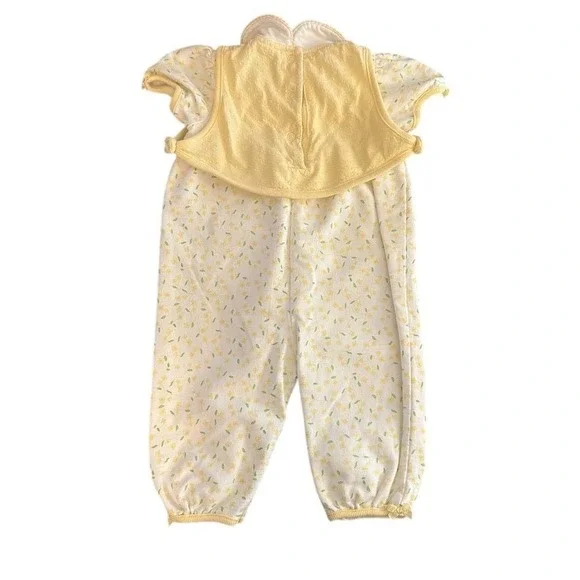 Babyworks Baby Girls Yellow Floral Bear Smocked Romper Jumpsuit 6-9M - Picture 2 of 7